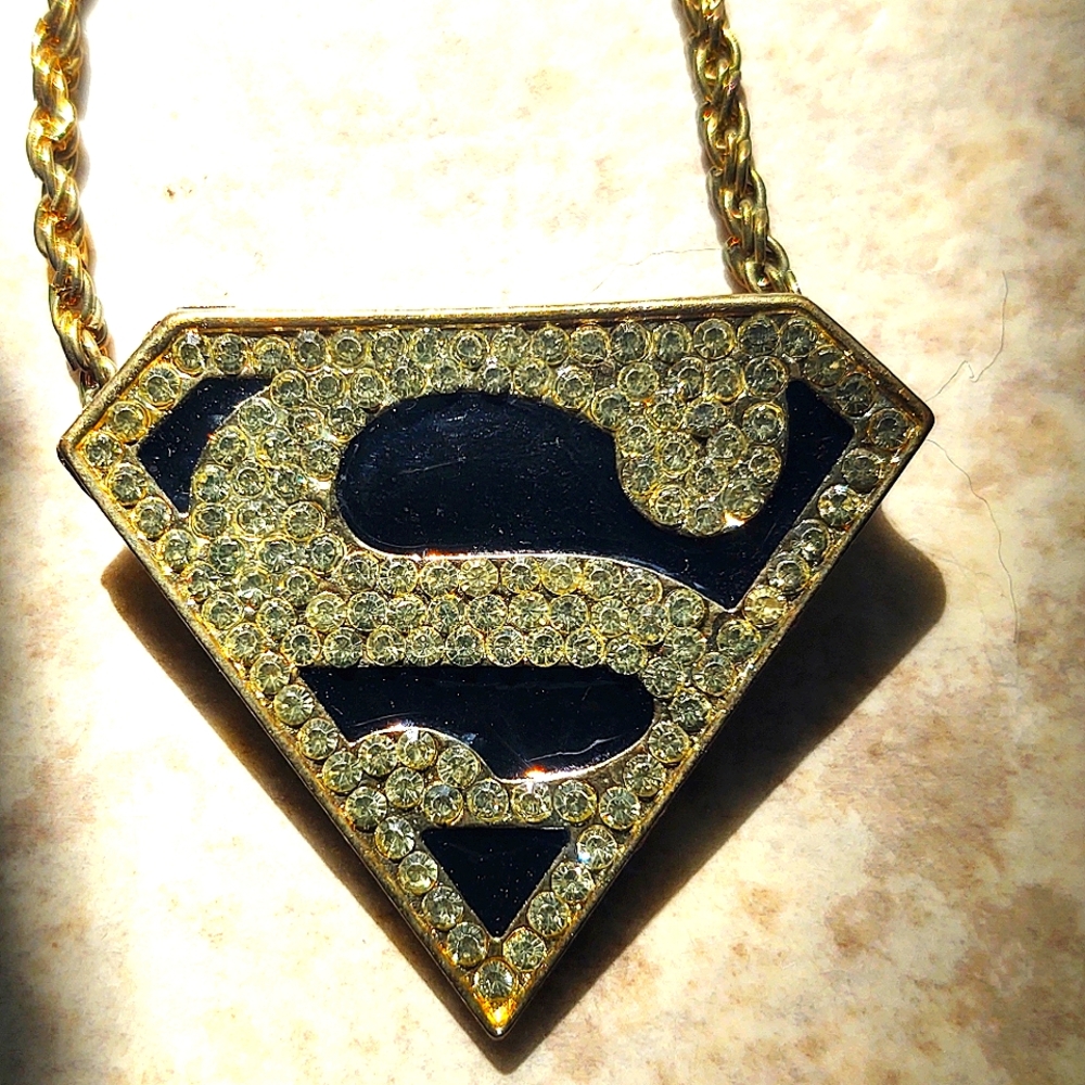 Superman/superwoman rhinestone necklace